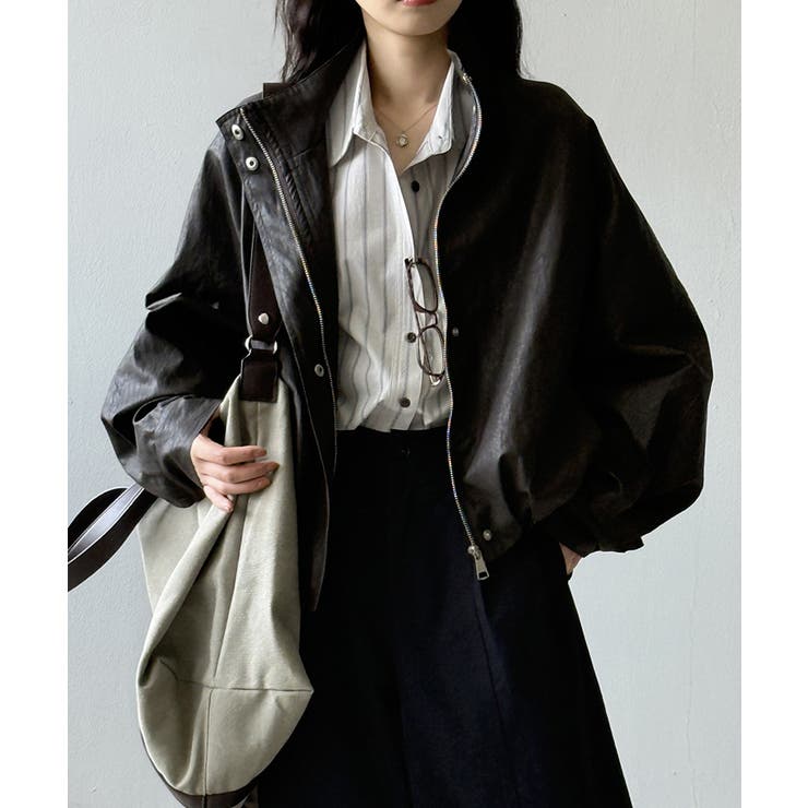 フェイクレザージャケット スタンドカラー ジャケット | COCOMOMO | 詳細画像4