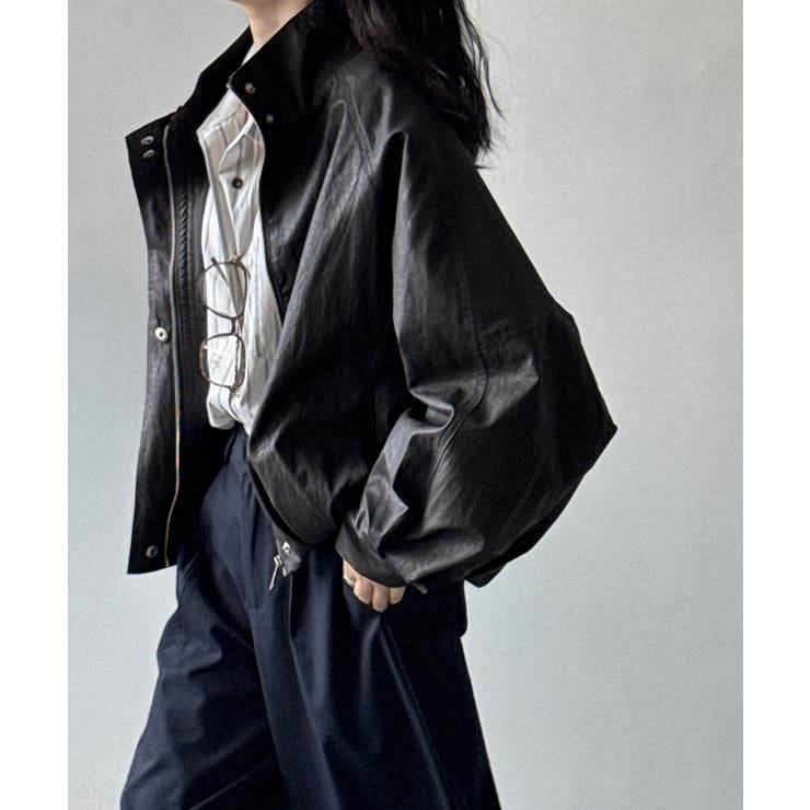 フェイクレザージャケット スタンドカラー ジャケット | COCOMOMO | 詳細画像5