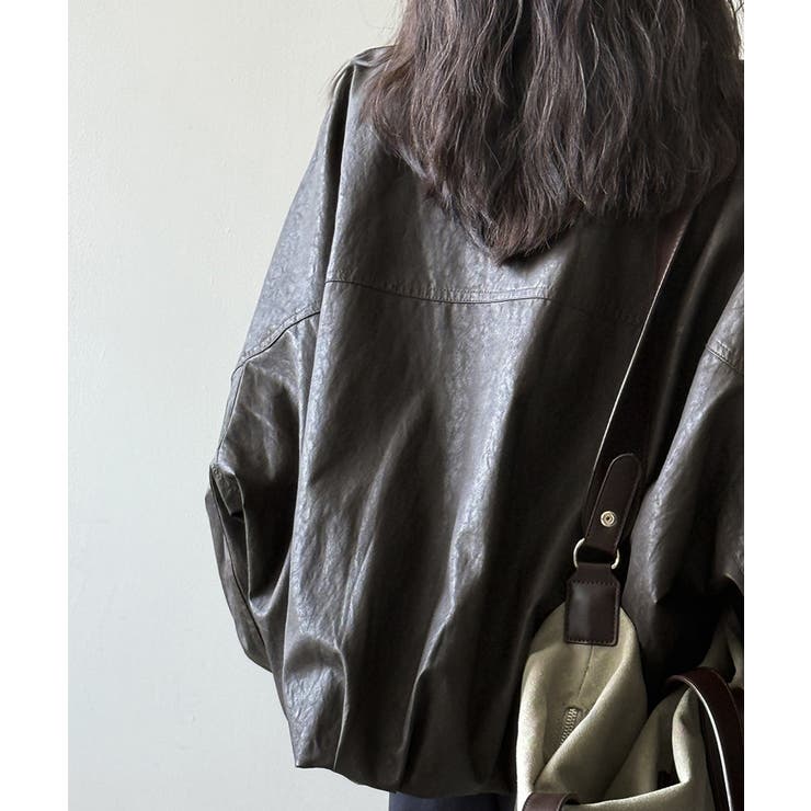 フェイクレザージャケット スタンドカラー ジャケット | COCOMOMO | 詳細画像8