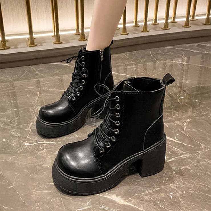 厚底レースアップブーツ 厚底ブーツ ショートブーツ | COCOMOMO | 詳細画像10 