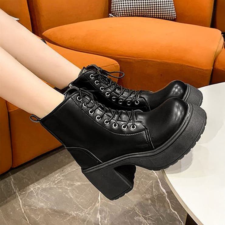 厚底レースアップブーツ 厚底ブーツ ショートブーツ | COCOMOMO | 詳細画像11 