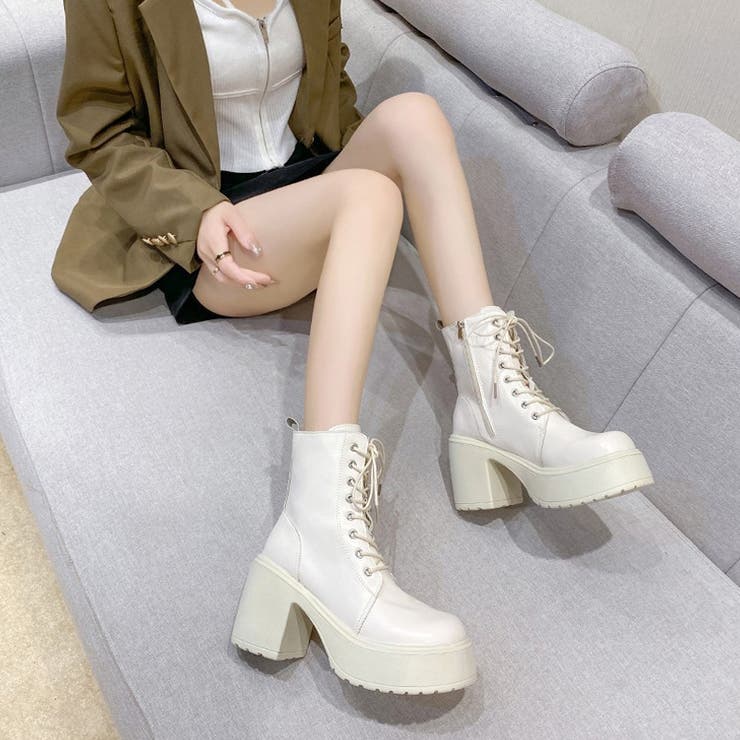 厚底レースアップブーツ 厚底ブーツ ショートブーツ | COCOMOMO | 詳細画像25 