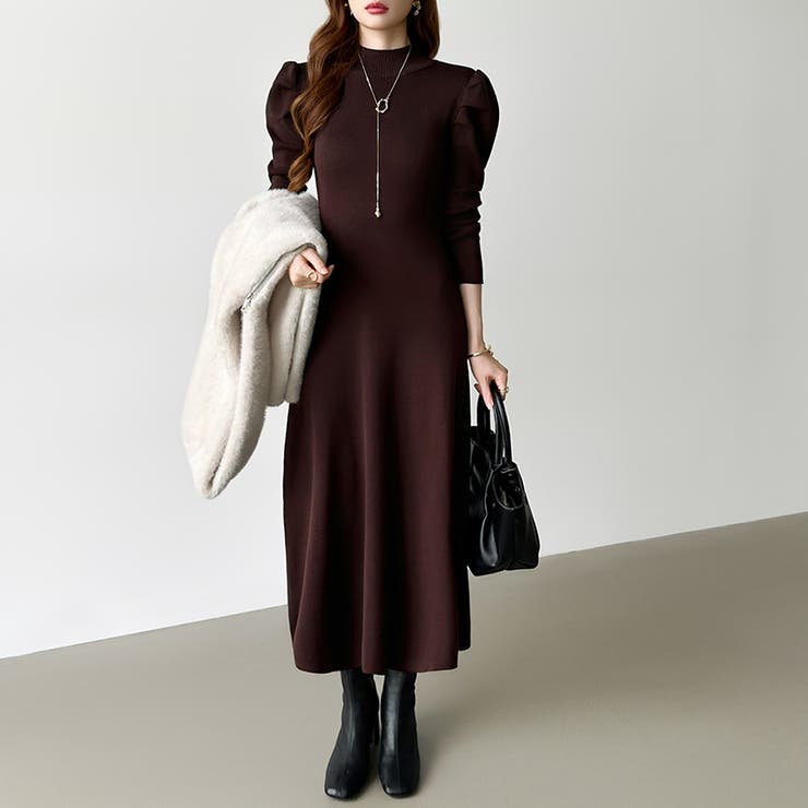 パススリーブワンピース ニットワンピース ロングワンピース | COCOMOMO | 詳細画像37 