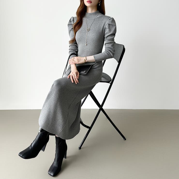 パススリーブワンピース ニットワンピース ロングワンピース | COCOMOMO | 詳細画像7 