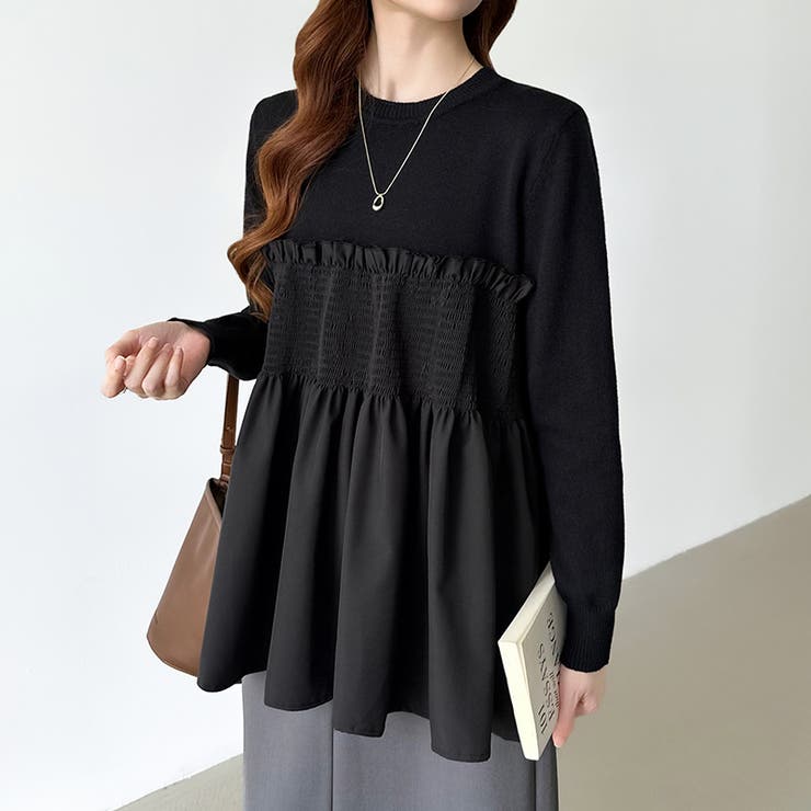 ペプラムトップス ビスチェドッキング ニット | COCOMOMO | 詳細画像12 