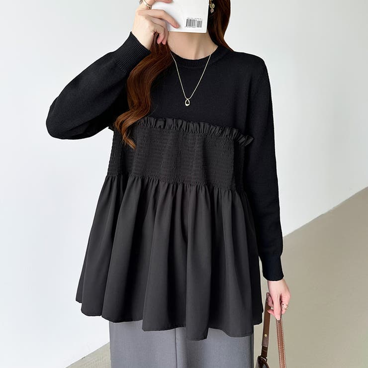 ペプラムトップス ビスチェドッキング ニット | COCOMOMO | 詳細画像13 