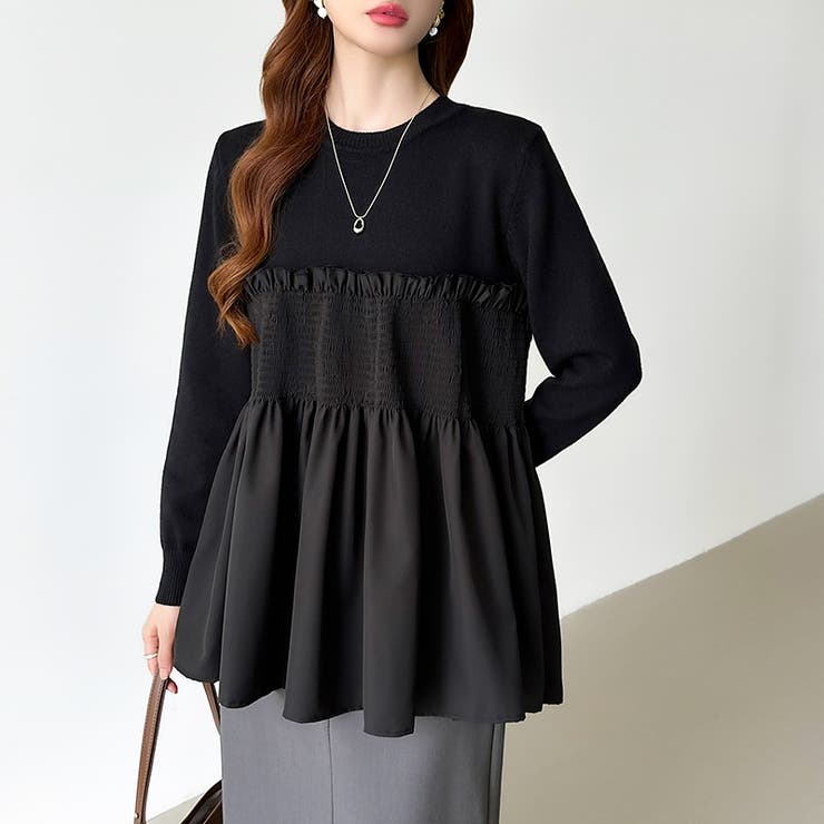 ペプラムトップス ビスチェドッキング ニット | COCOMOMO | 詳細画像14 