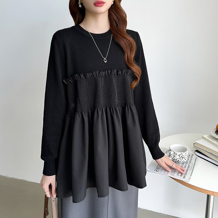 ペプラムトップス ビスチェドッキング ニット | COCOMOMO | 詳細画像17 