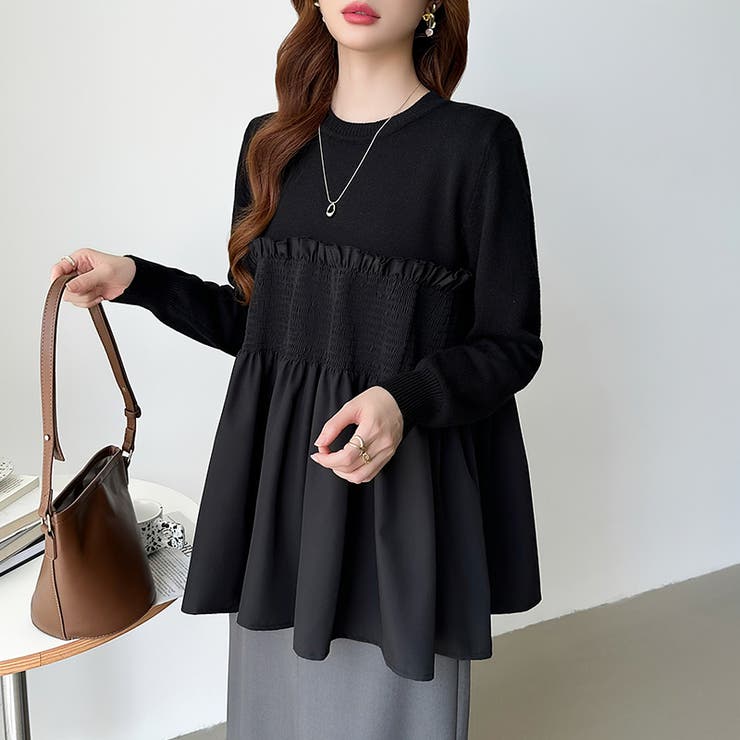 ペプラムトップス ビスチェドッキング ニット | COCOMOMO | 詳細画像18 