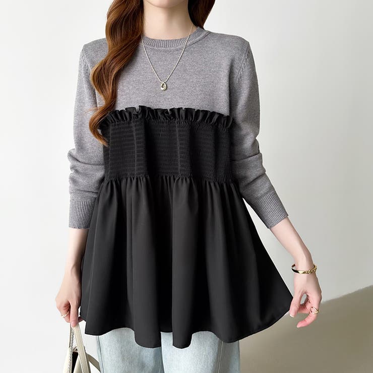 ペプラムトップス ビスチェドッキング ニット | COCOMOMO | 詳細画像5 