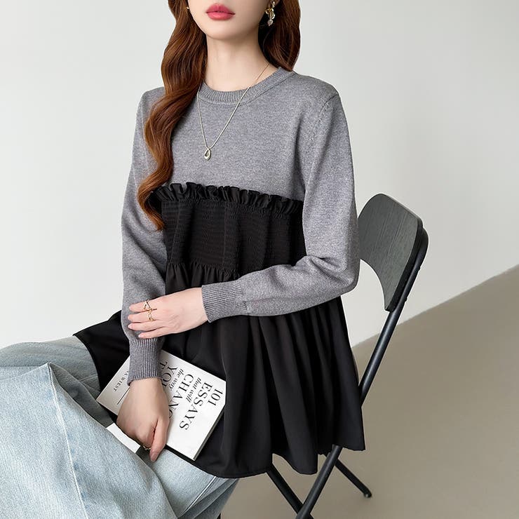 ペプラムトップス ビスチェドッキング ニット | COCOMOMO | 詳細画像8 