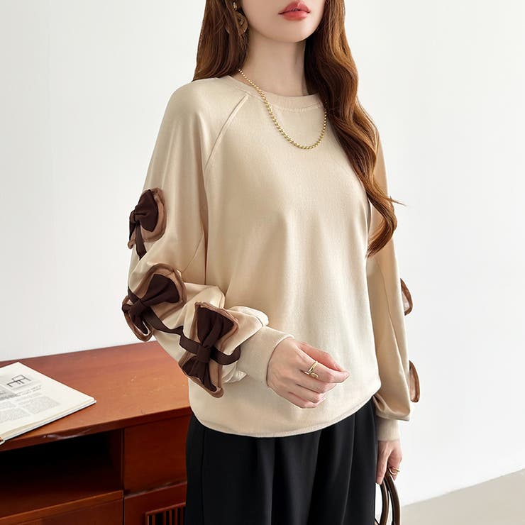 袖リボントップス トレーナー 韓国ファッション | COCOMOMO | 詳細画像10 