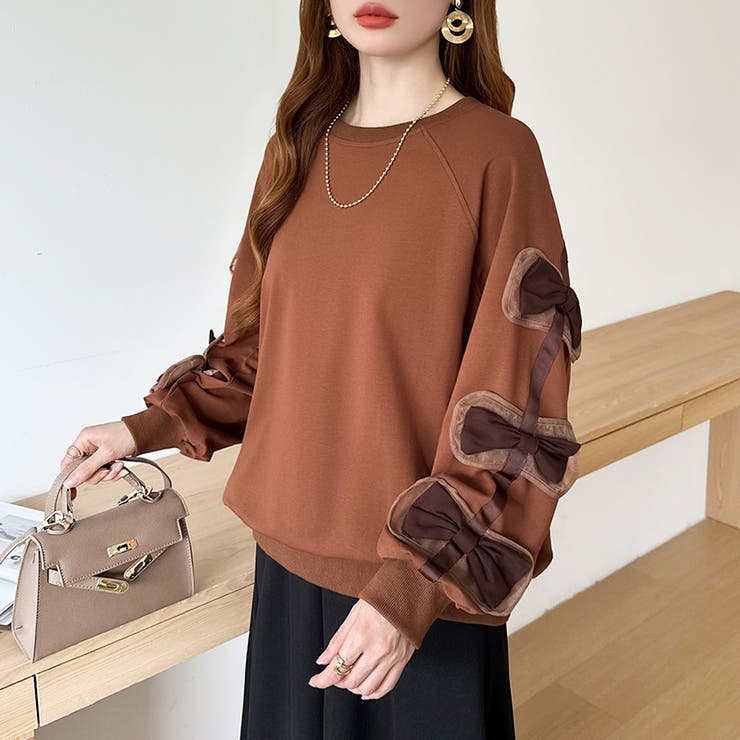 袖リボントップス トレーナー 韓国ファッション | COCOMOMO | 詳細画像18 