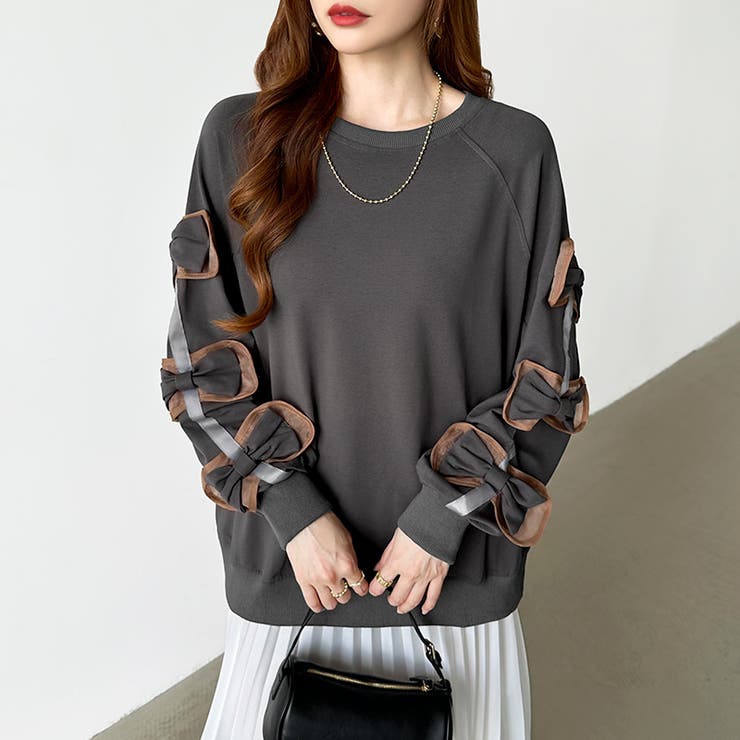 袖リボントップス トレーナー 韓国ファッション | COCOMOMO | 詳細画像19 