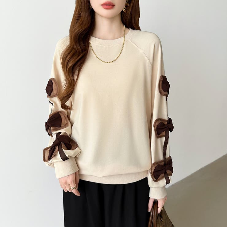 袖リボントップス トレーナー 韓国ファッション | COCOMOMO | 詳細画像2 