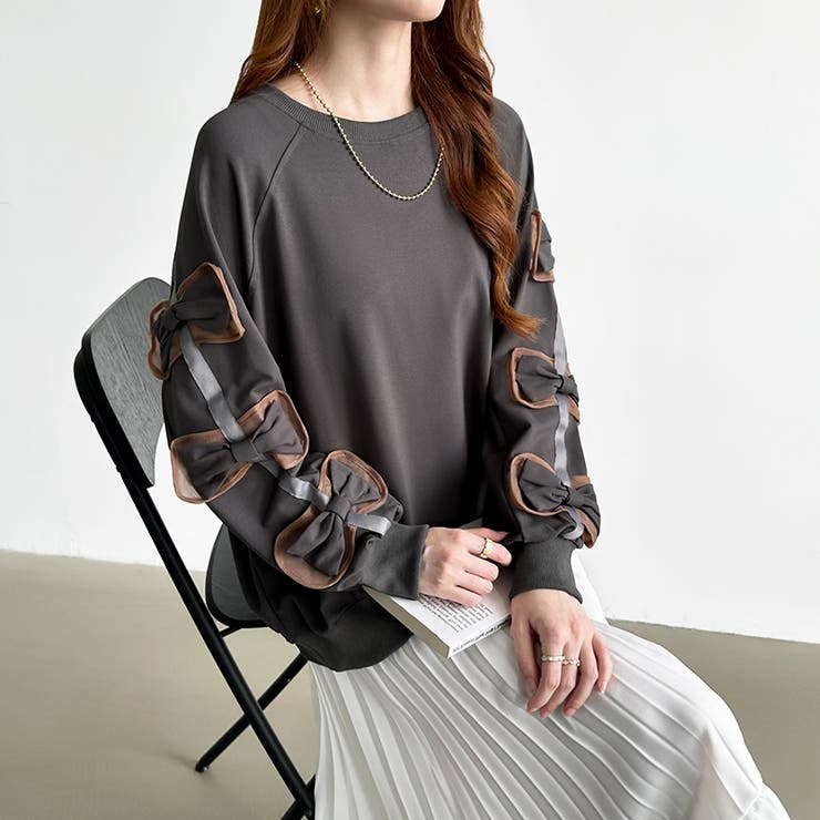 袖リボントップス トレーナー 韓国ファッション | COCOMOMO | 詳細画像26 