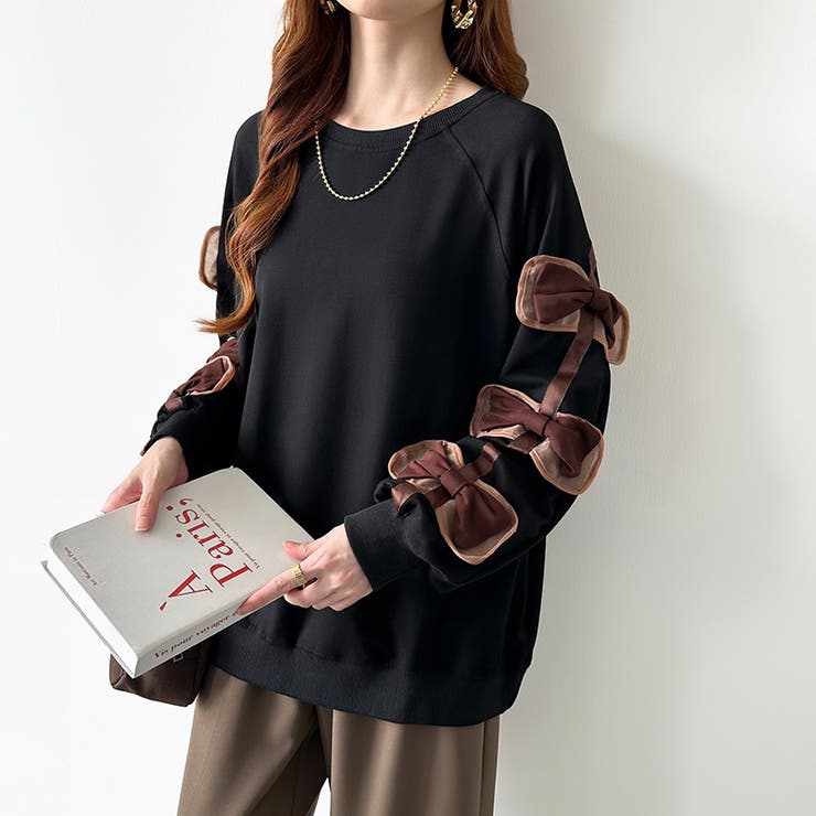 袖リボントップス トレーナー 韓国ファッション | COCOMOMO | 詳細画像28 