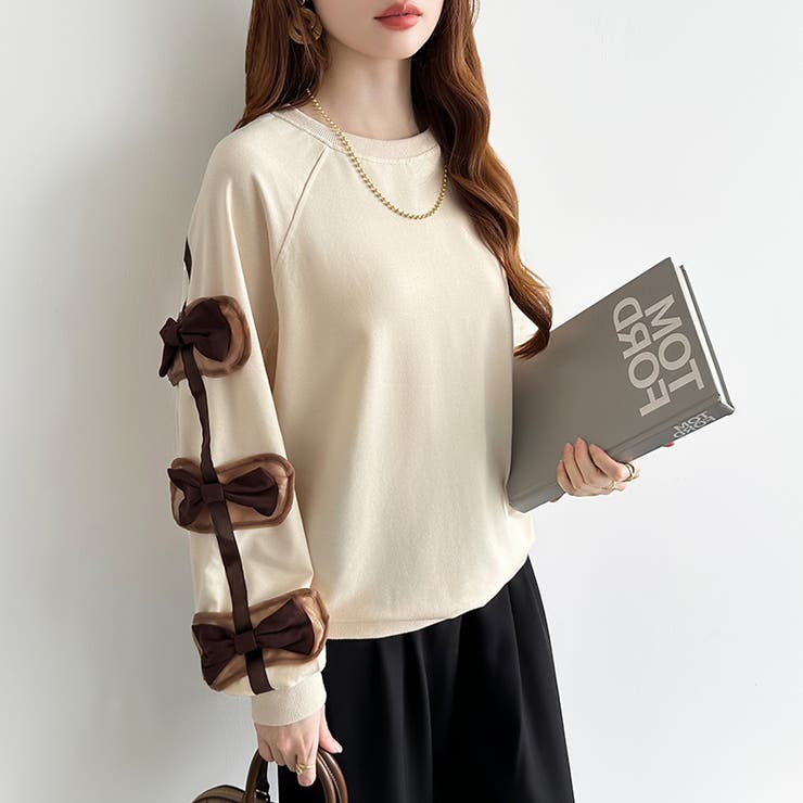 袖リボントップス トレーナー 韓国ファッション | COCOMOMO | 詳細画像3 
