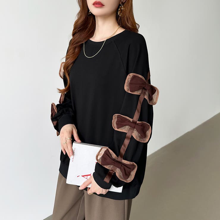 袖リボントップス トレーナー 韓国ファッション | COCOMOMO | 詳細画像30 