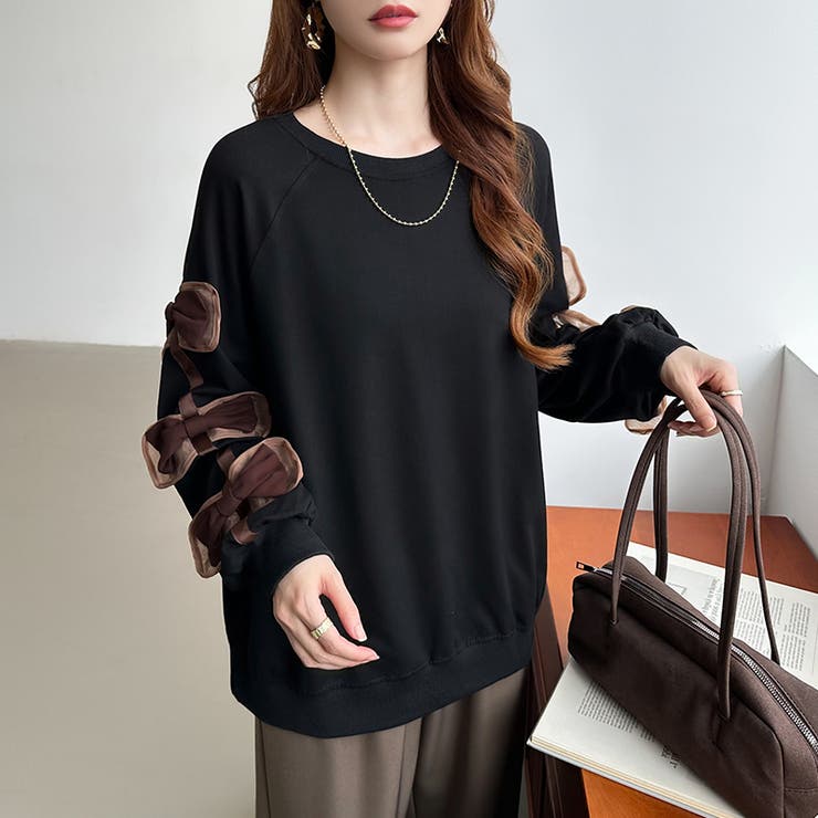 袖リボントップス トレーナー 韓国ファッション | COCOMOMO | 詳細画像32 