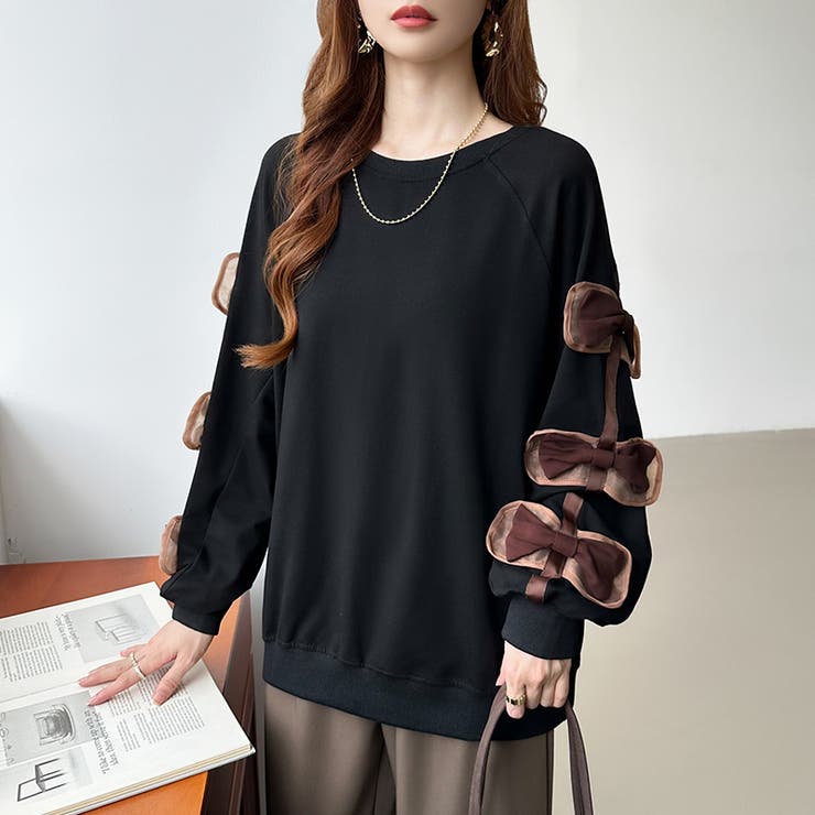 袖リボントップス トレーナー 韓国ファッション | COCOMOMO | 詳細画像34 