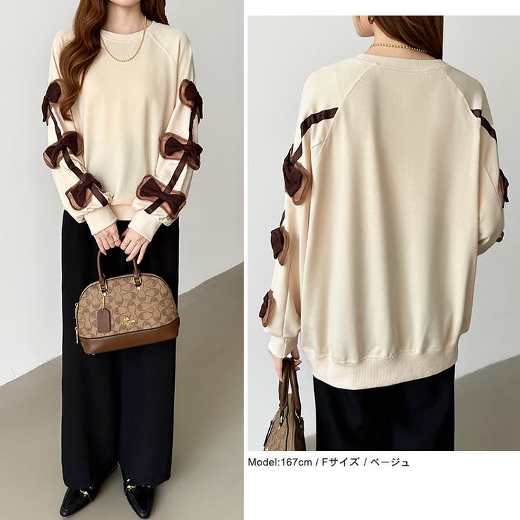 袖リボントップス トレーナー 韓国ファッション | COCOMOMO | 詳細画像7 