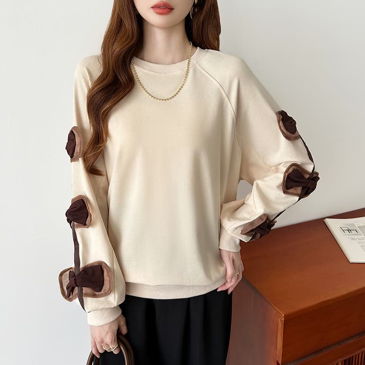 袖リボントップス トレーナー 韓国ファッション | COCOMOMO | 詳細画像8 