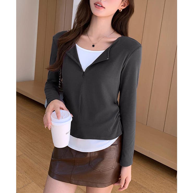 レイヤード風カットソー ハーフジップ 長袖カットソー | COCOMOMO | 詳細画像11 