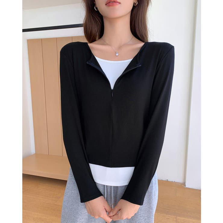 レイヤード風カットソー ハーフジップ 長袖カットソー | COCOMOMO | 詳細画像13 