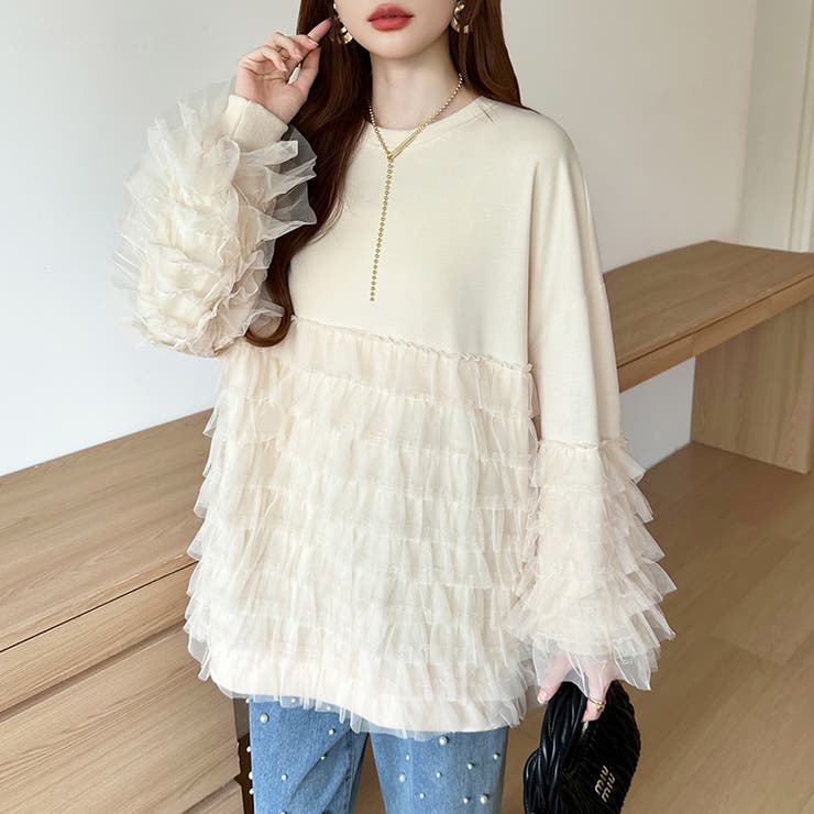 ティアードフリルトップス チュールドッキング トレーナー | COCOMOMO | 詳細画像11 