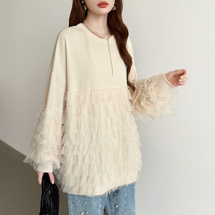 ティアードフリルトップス チュールドッキング トレーナー | COCOMOMO | 詳細画像15 