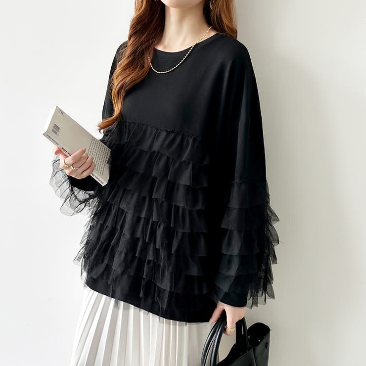 ティアードフリルトップス チュールドッキング トレーナー | COCOMOMO | 詳細画像19 