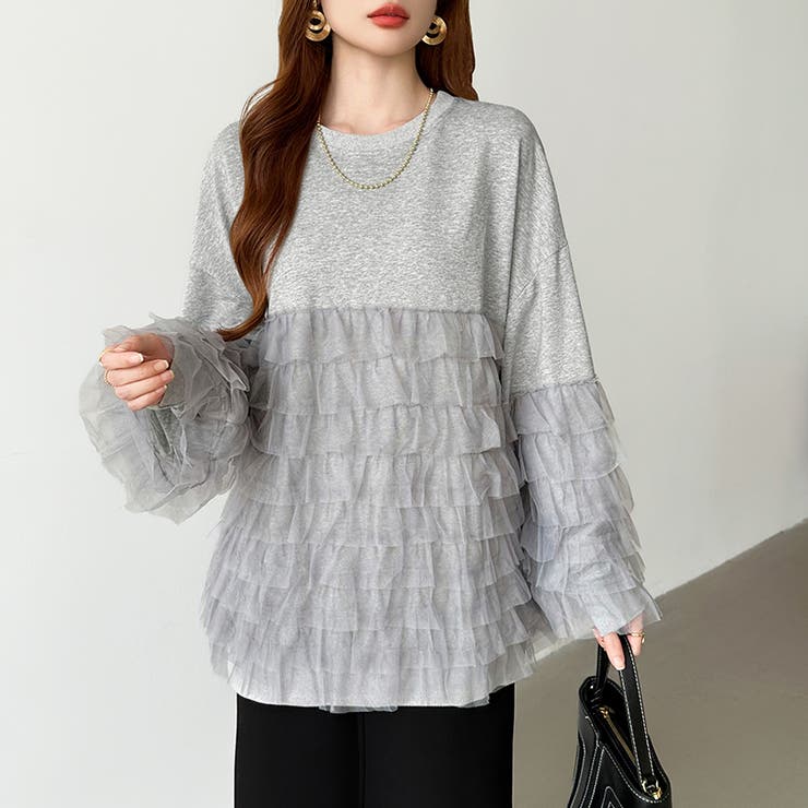 ティアードフリルトップス チュールドッキング トレーナー | COCOMOMO | 詳細画像2 