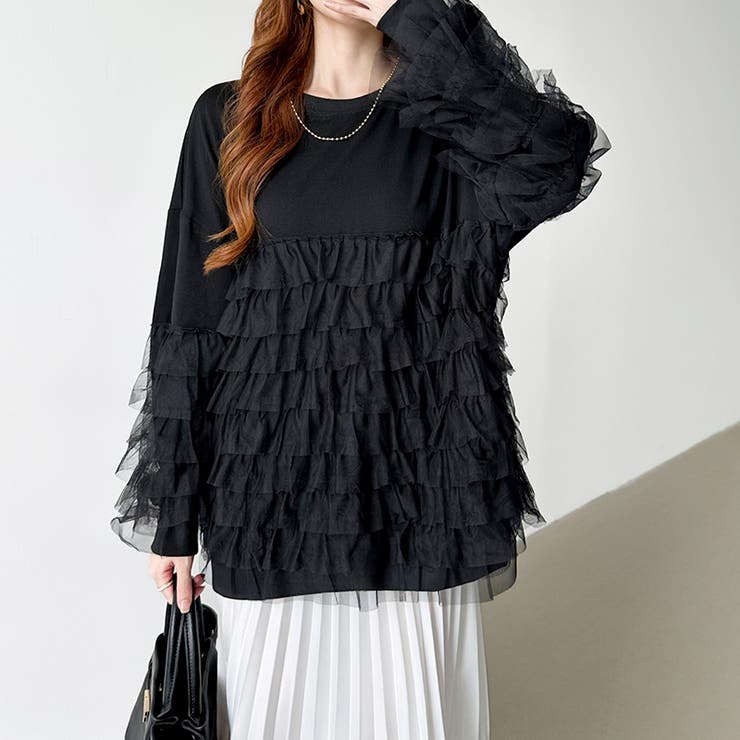 ティアードフリルトップス チュールドッキング トレーナー | COCOMOMO | 詳細画像24 