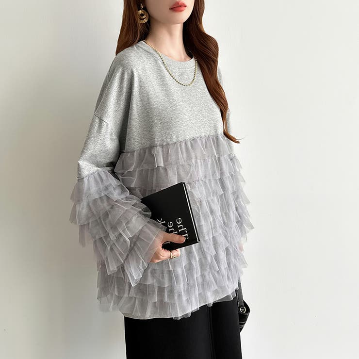 ティアードフリルトップス チュールドッキング トレーナー | COCOMOMO | 詳細画像4 