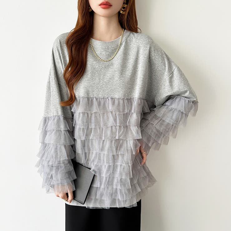 ティアードフリルトップス チュールドッキング トレーナー | COCOMOMO | 詳細画像5 