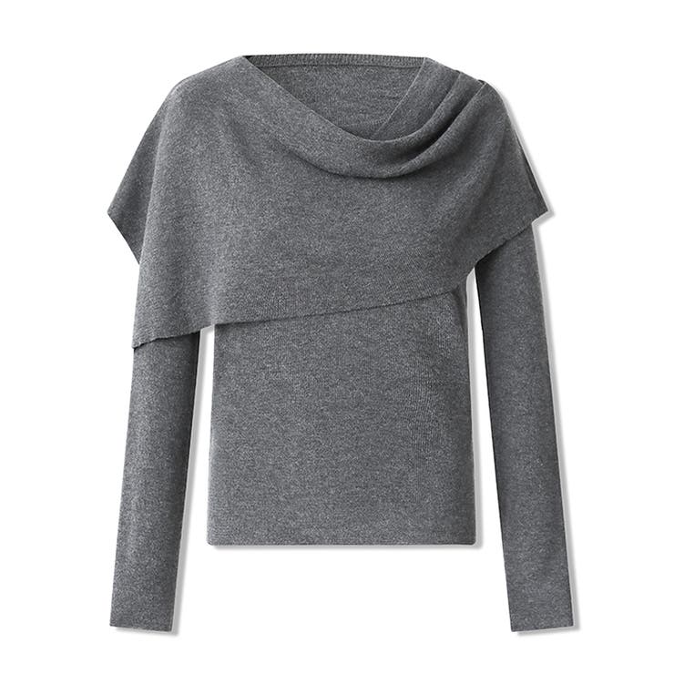 2wayケープ付きトップス ケープニット オフィスカジュアル | COCOMOMO | 詳細画像17 