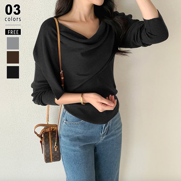 ブラック | 2wayケープ付きトップス ケープニット オフィスカジュアル | COCOMOMO