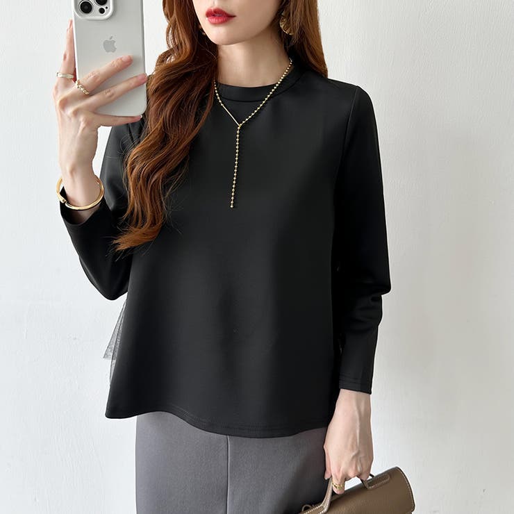 バックチュールトップス チュールフリル 長袖カットソー | COCOMOMO | 詳細画像10 