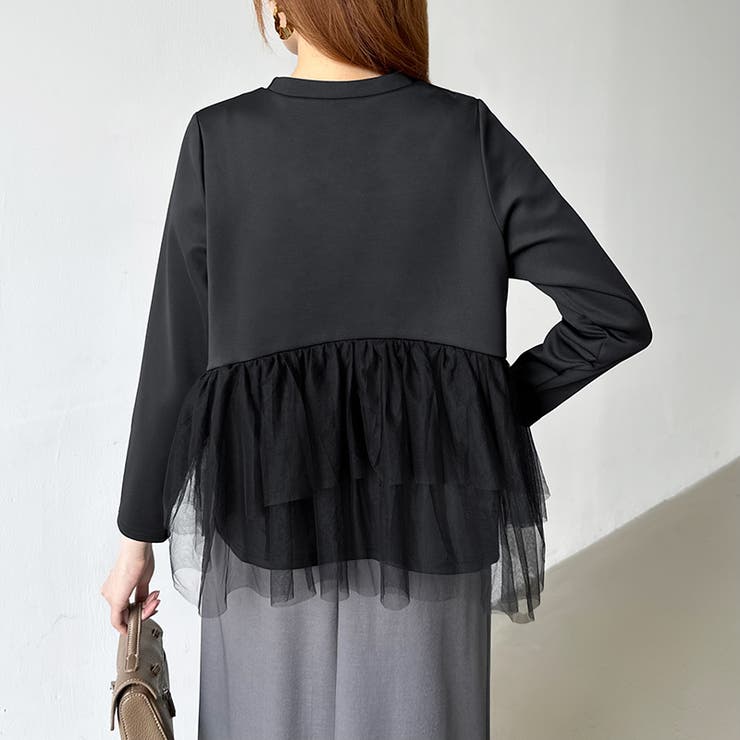 バックチュールトップス チュールフリル 長袖カットソー | COCOMOMO | 詳細画像16 