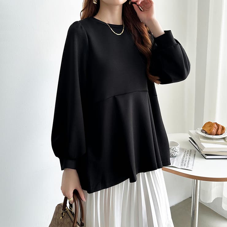 ペプラムトップス パフスリーブ チュニック | COCOMOMO | 詳細画像17 