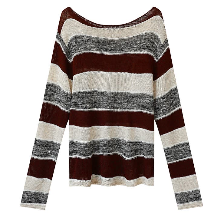 ボーダーニット ワンショルニット ルーズニット | COCOMOMO | 詳細画像16 