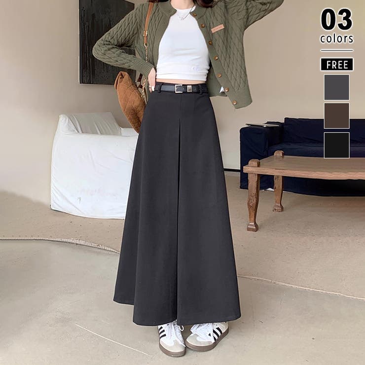 ブラック | ロングスカート aラインスカート ハイウエスト | COCOMOMO