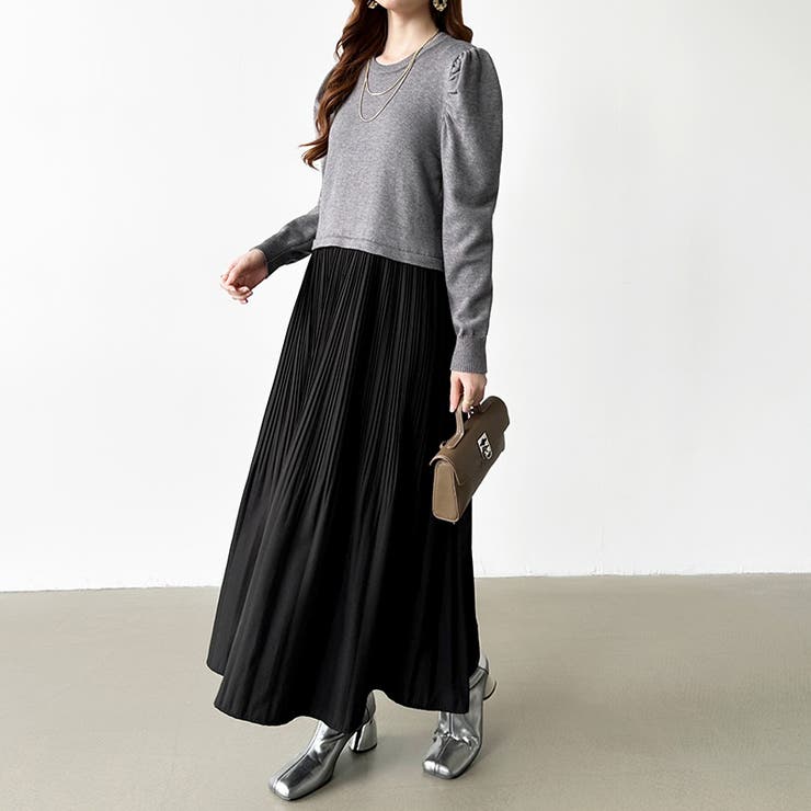 ドッキングワンピース プリーツワンピース 切り替えワンピース | COCOMOMO | 詳細画像11 