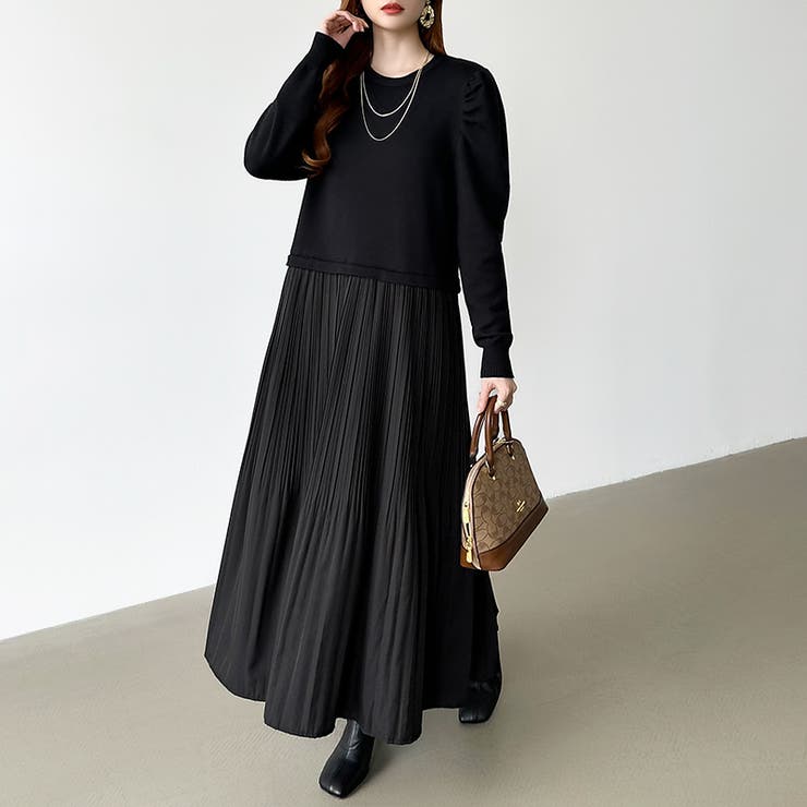 ドッキングワンピース プリーツワンピース 切り替えワンピース | COCOMOMO | 詳細画像2 