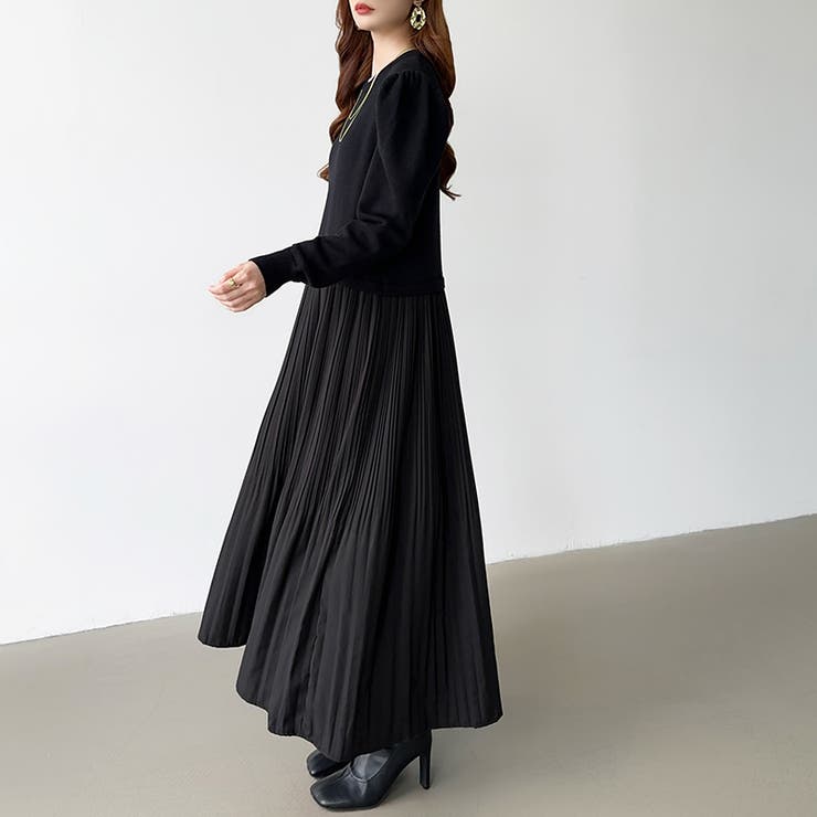 ドッキングワンピース プリーツワンピース 切り替えワンピース | COCOMOMO | 詳細画像4 