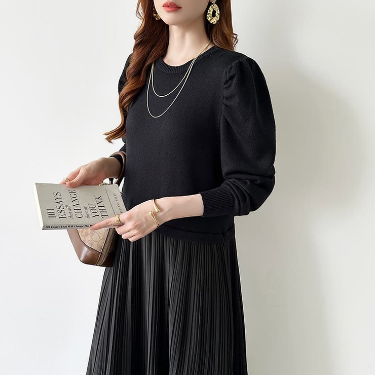 ドッキングワンピース プリーツワンピース 切り替えワンピース | COCOMOMO | 詳細画像5 