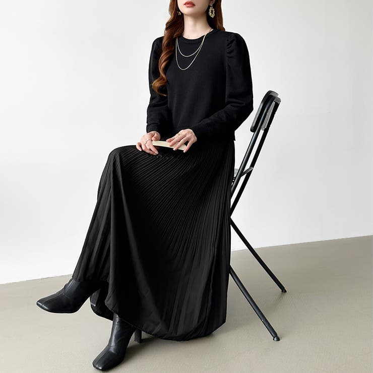 ドッキングワンピース プリーツワンピース 切り替えワンピース | COCOMOMO | 詳細画像6 