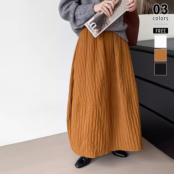 オレンジ | コクーンスカート ロングスカート バルーン | COCOMOMO