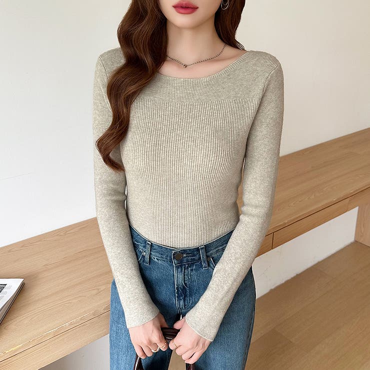 きれいめベーシック ボートネックニット リブニット | COCOMOMO | 詳細画像15 